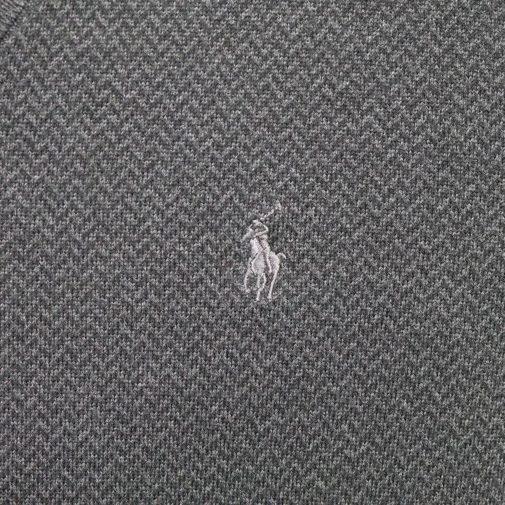 Polo Ralph Lauren Sweater Mens 2XL Dark Gray V-Neck Pima Cotton Herringbone